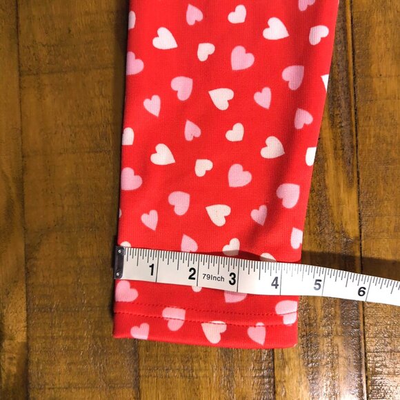 L&D Kids Red Heart Print Fleece-Lined Leggings (ALDI) – Size L - Picture 4 of 7